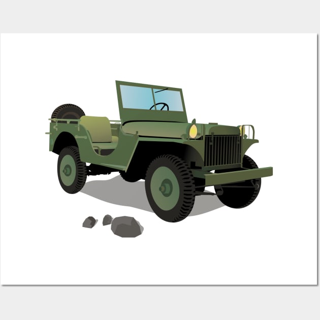 WWII Willys US Army Truck Wall Art by NorseTech